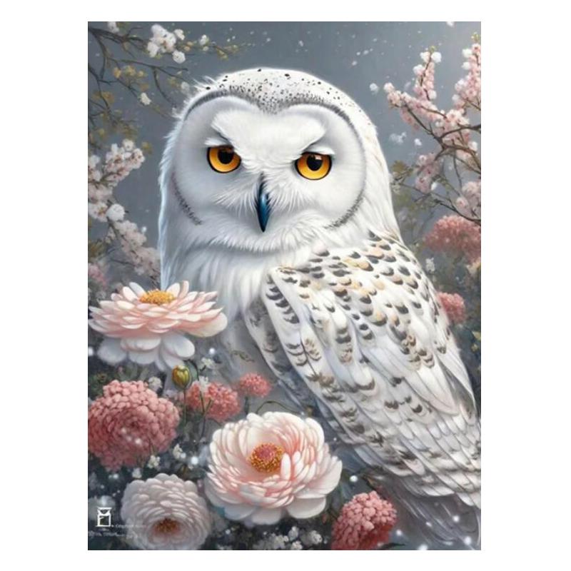 

Біла сова та квіти Картинка Повний свердла 5D алмазний живопис Мозаїка Вишивка своїми руками Вишивка хрестом для домашніх прикрас J3598 square 100x80cm коричневий