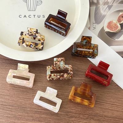 Versatile Small Rectangular Acetate Hair Clip - Korean Style, Autumn/Winter, High-End Half-Up Shark Clip