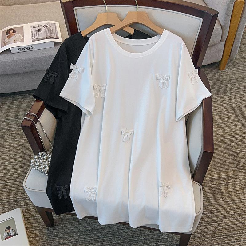 

Women s Plus Size Mid-Length Slimming Short-Sleeve T-Shirt (Up to 350 jin) 3XL чорний