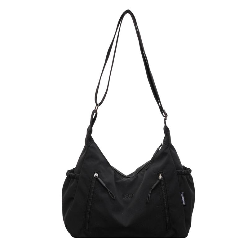 Nylon Shoulder Bag Women Casual Everyday Tote Bag with Zipper Pockets and Adjustable Strap