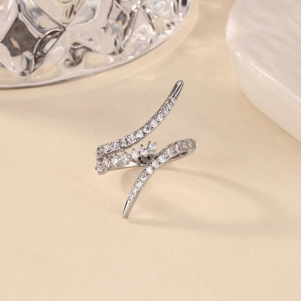 Luxury Geometric CZ Zircon Open Rings For Women Gold Color Stainless Steel Ring Shiny Fashion Jewelry Party Gift