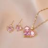 Fashionable Zirconia Heart Flower Earrings Necklace Jewelry Providing Sparkling Brilliance And Comfortable Wear