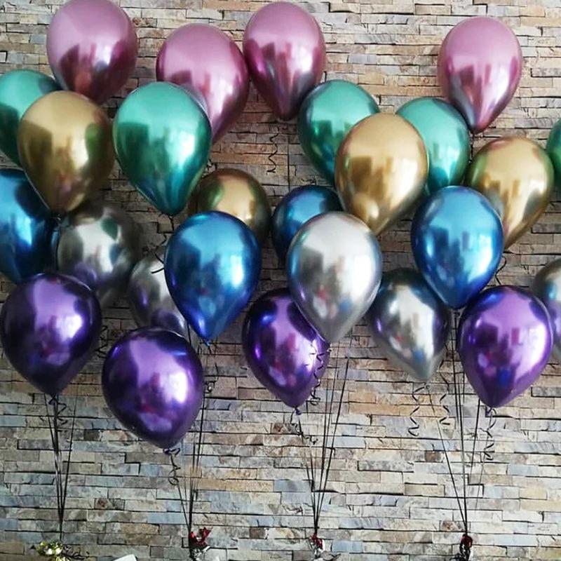 5PCS 12inch Glossy Metal Pearl Latex Balloons Thick Chrome Metallic Inflatable Air Balloon