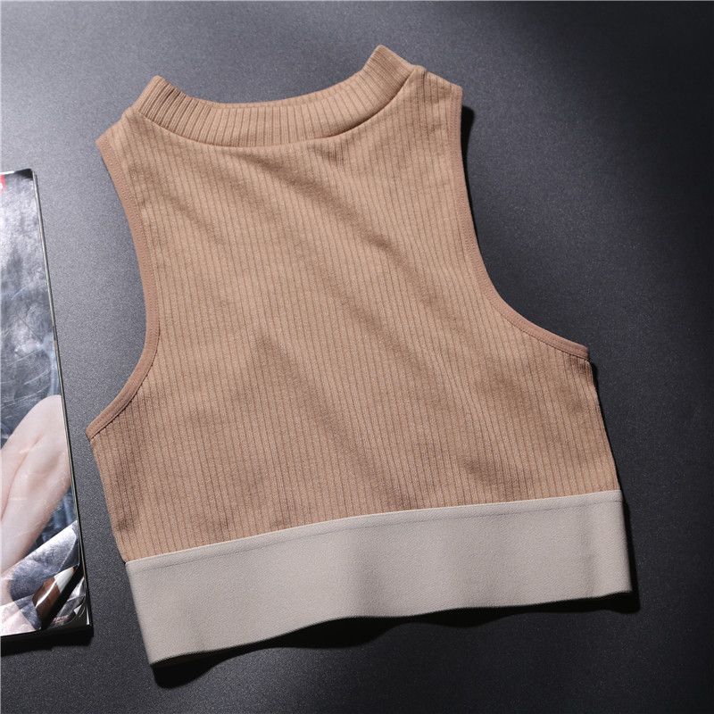 

European and American Orders! Thin Rib Sleeveless Vest Women s Tight Stretch Quick-Drying Fitness Yoga Wear Sports Tops Skin pink XL