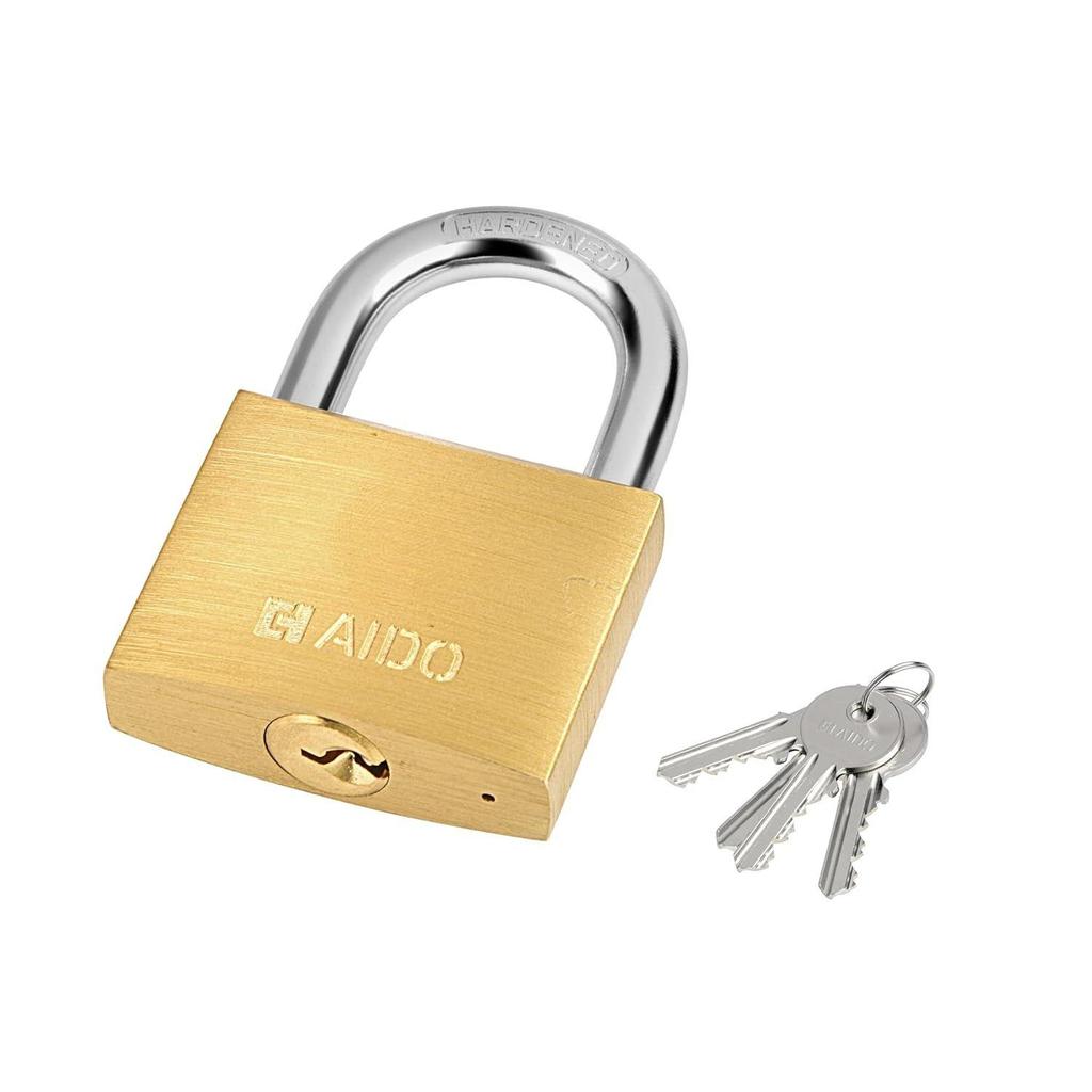 50mm Solid Brass Padlock | Lock for Main Doors, Home, Luggage, Cabinets, Lockers, Toolboxes | 4 Brass Keys