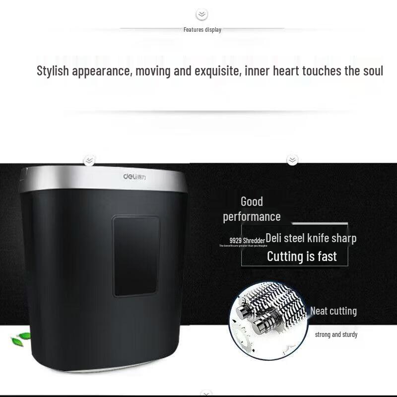 Deli 9929 Mini Cross-Cut Paper Shredder CN Plug (adapter Included)