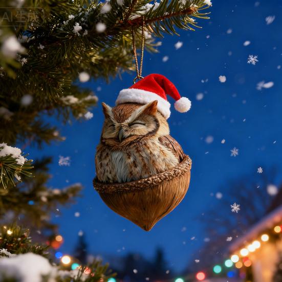 Forest Animal Acorn Ornament Woodland Creature Christmas Ornaments 2D Acrylic Cozy Pine Cone Animals Hanging Decoration for Home Party Decor