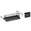 Extendable Bottom Tray Dish Drainboard Space-Saving Kitchen Tableware Organizer  Spoon