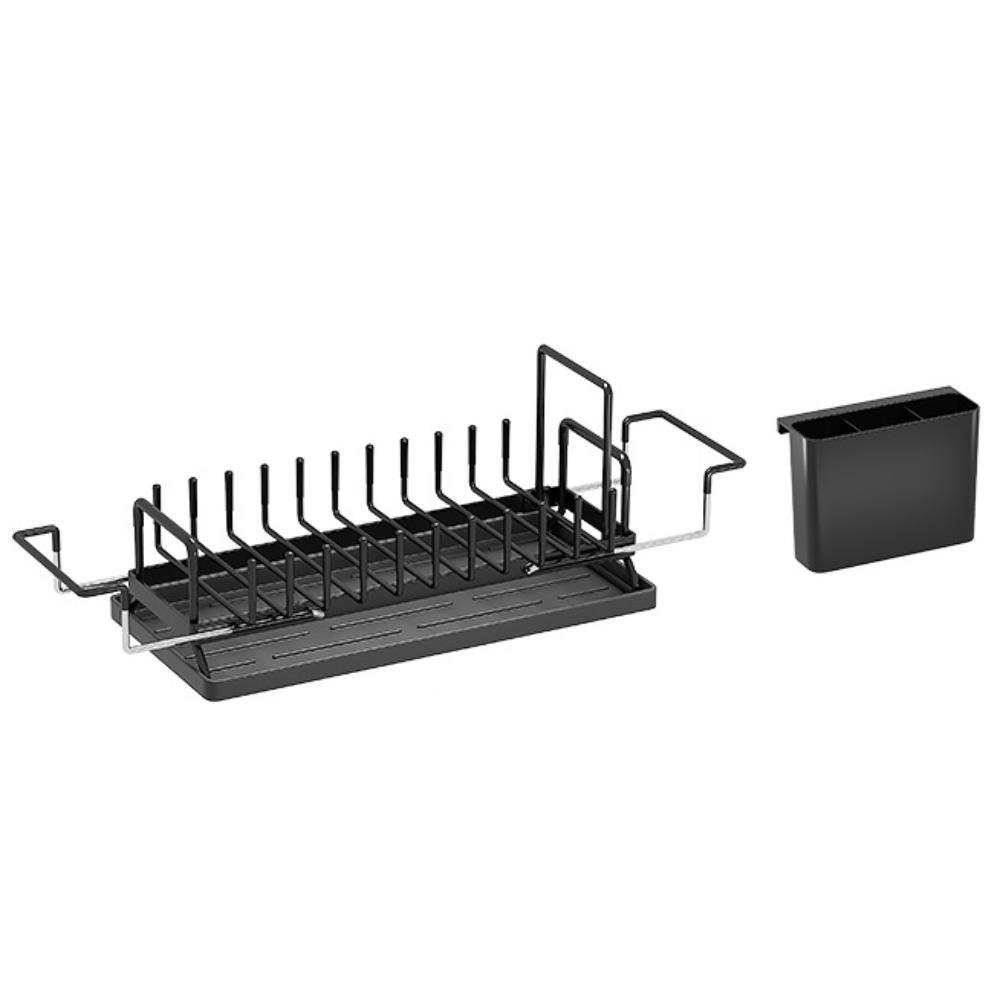 Extendable Bottom Tray Dish Drainboard Space-Saving Kitchen Tableware Organizer  Spoon