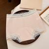 Ladies Spring and Autumn Lace Cotton Extended Crotch 10A Antibacterial Mid Waist Flat Angle Briefs