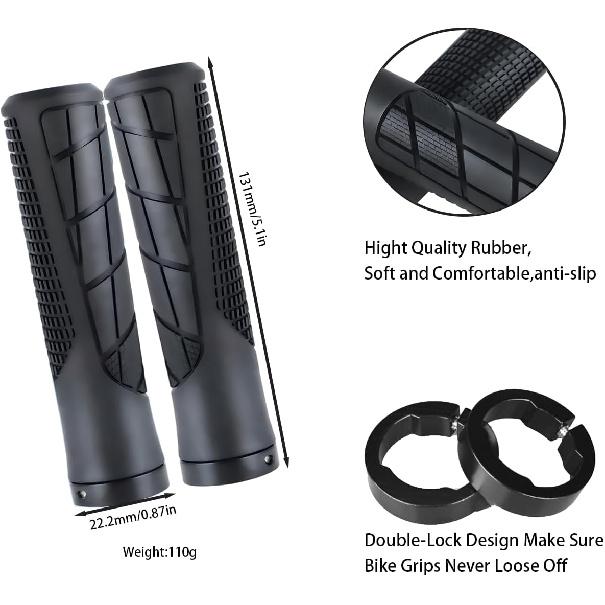 Bike Handlebar Grips, Aluminum Single Lock, Made of Soft High-Density Rubber, Suitable for BMX, Mountain Bikes MTB,Beach Cruisers, Scooters, Soft