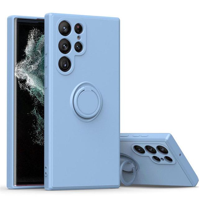 Ringhalter Magnetische Telefonhülle für Samsung Galaxy S23 Ultra S22 S21 Fe S20 S9 S10 Plus Note 20 10 Plus Flüssigsilikonhülle
