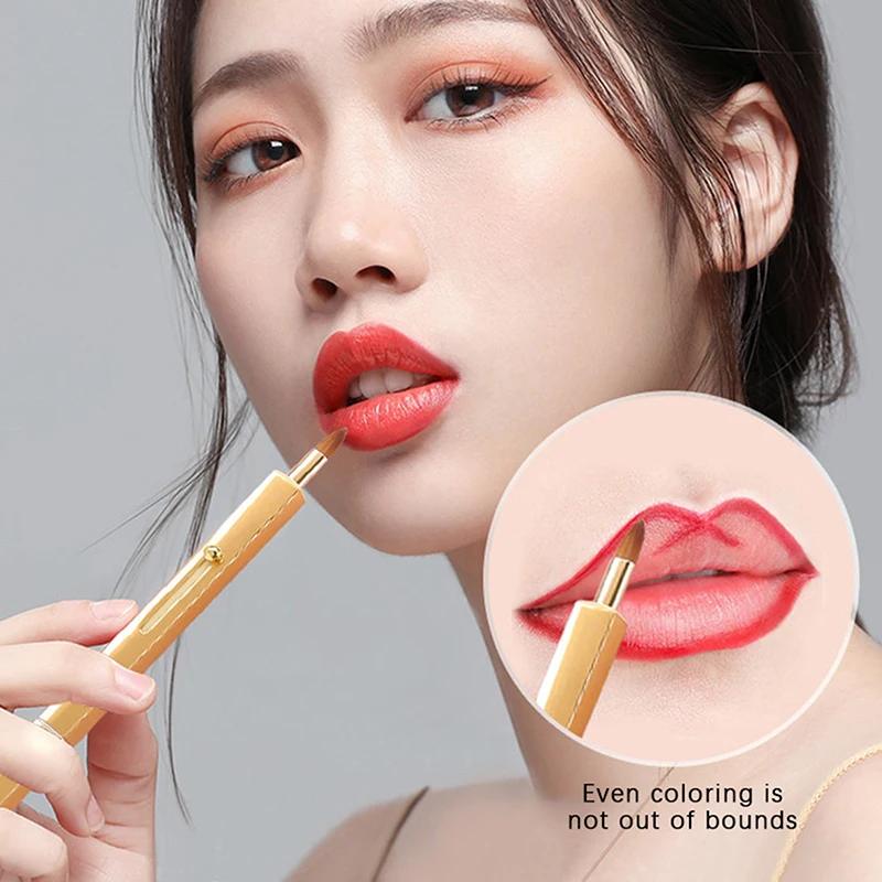Tool Soft Portable Retractable Lip Brush Double Head Makeup With Cover Lipstick Concealer Brushes Beauty