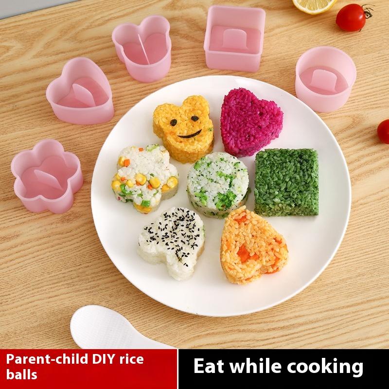 Cartoon Triangular Sushi Kit - 1Set Maker Sushi Mold Onigiri Rice Ball Food Press Japanese DIY Tools for Kitchen Bento