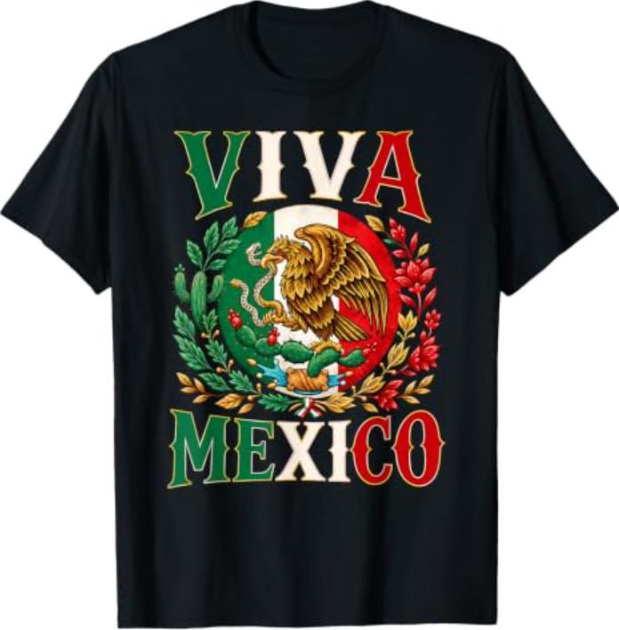 Viva Mexico Mexican Independence Day Mexico Flag Emblem T-Shirt