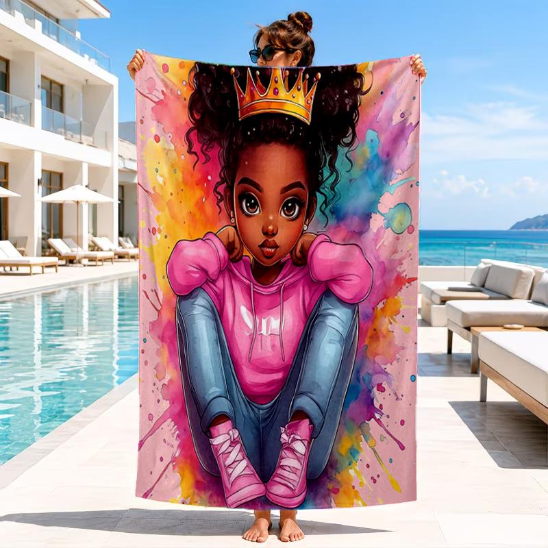Black Princess Magic Celebration Beach Towel, Microfiber Beach Towel, Perfect For Pool, Beach, Travel, Home Decor Beach Party Fan gifts