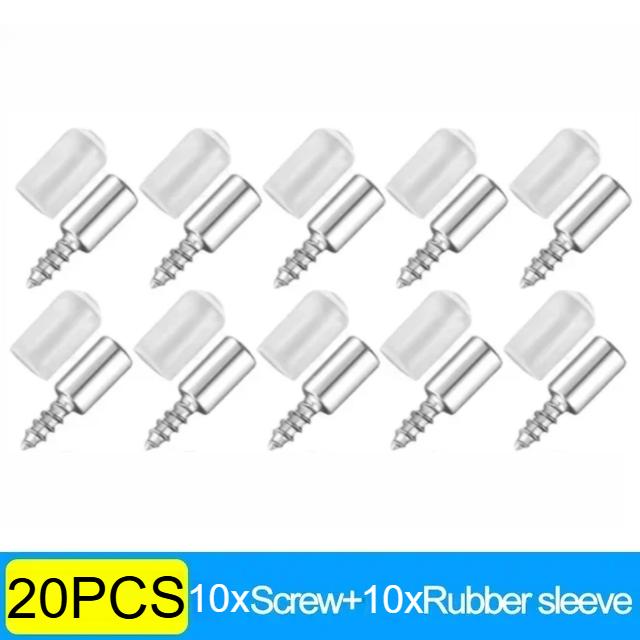 

200x Саморезов Кронштейн для полки шкафа Поддержка ламината с резиновой втулкой Нескользящий слой Держатель стеклянной пластины Фиксированный винт 20Pcs(10 Set)