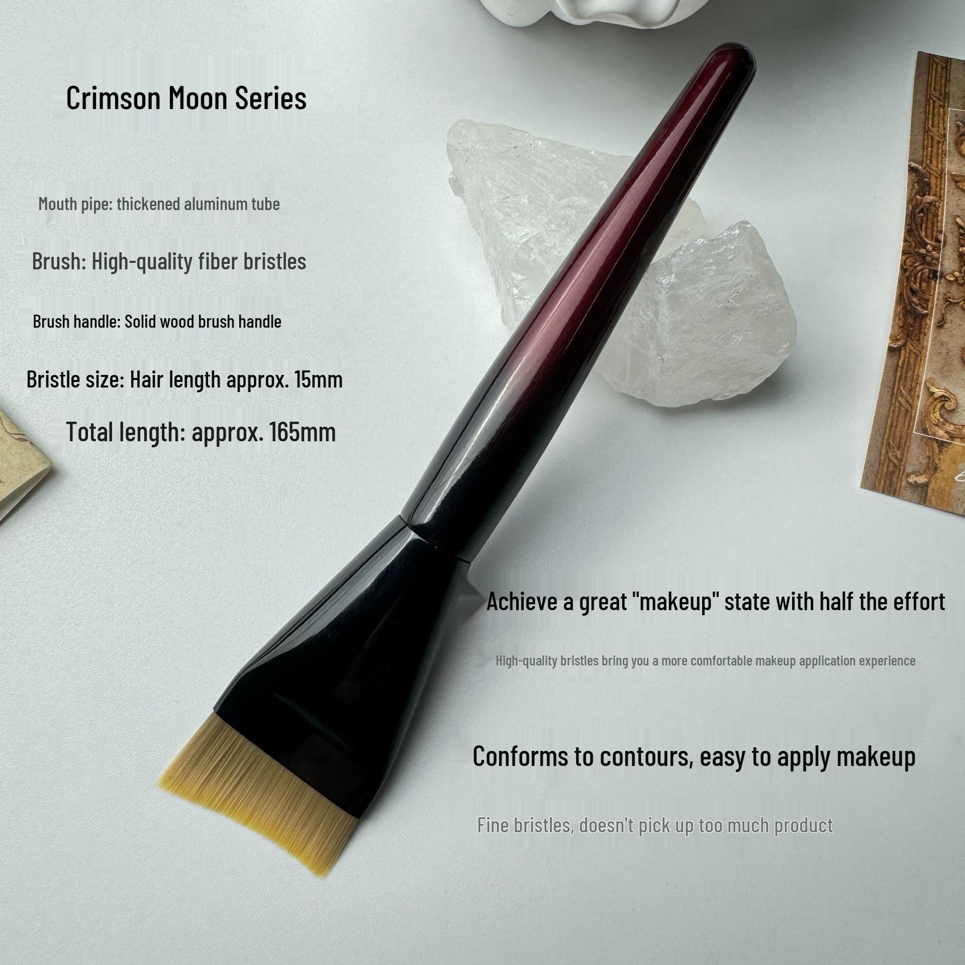 

Curved Crescent Foundation Brush: Ultra-thin, seamless adherence, non-absorbent, practical flat head for flawless base application.