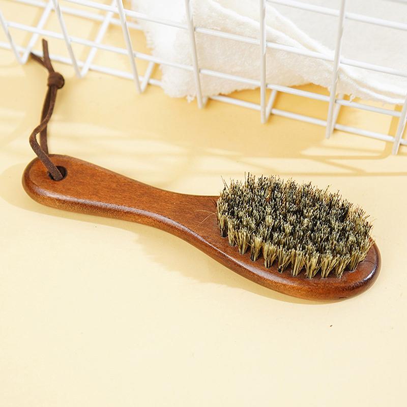 Natural Boar Bristle Beard Brush Barber Beard Comb Men'S Shaving Brush Moustache Brushes Oil Head Shape Cleaning Brush Tools