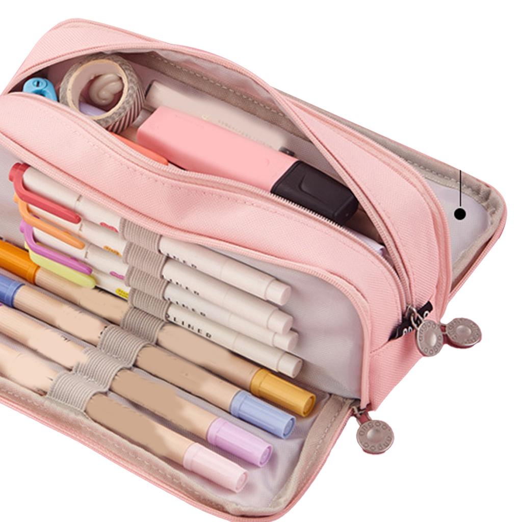 Piórnik z 3 przegródkami Duża pojemność Podwójne otwarcie Miękkie płótno Pyłoszczelny Zamek błyskawiczny Piórnik