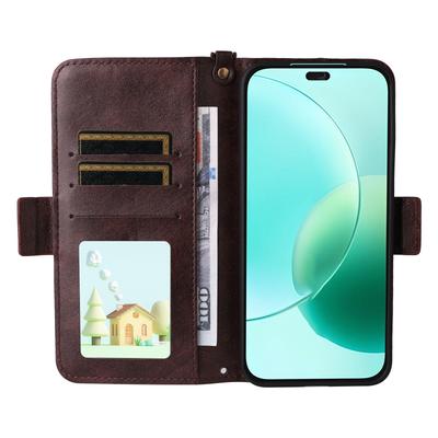 For Honor 400 Lite 5G Leather Case Magnetic Closure Wallet Stand Phone Cover with Crossbody Strap