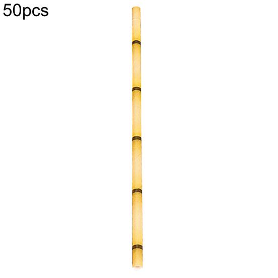 50Pcs Paper Straw Flat Mouth Bright Color Bamboo Pattern No Odor Eco-friendly Drinking Long Tropical Party Beverage Straw for Club