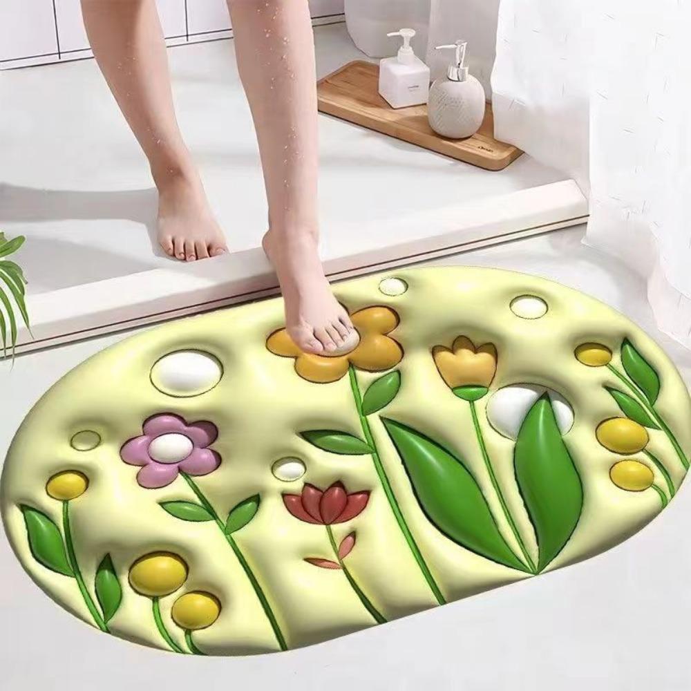 3D Three-dimensional Expansion Flower Soft Drain Floor Mat Bathroom Non-slip Mat Toilet Floor Mat