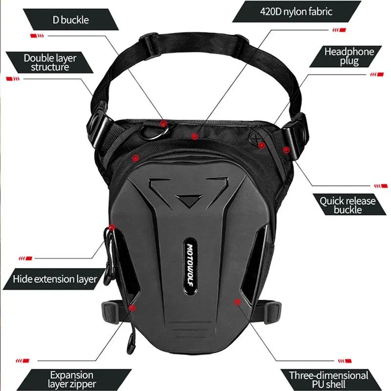 Motowolf Motorcycle Drop Leg Bag Waterproof Thigh Bag Moto Waist Hip Pack Black Motorbike Backpack Fanny Pouch Multifunctional