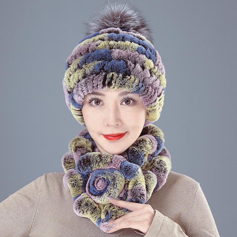 New Rex Rabbit Hair Hat Female Winter Mother Middle and Old Fur Hat Thickened Warm Rabbit Hair Plush Round Hat
