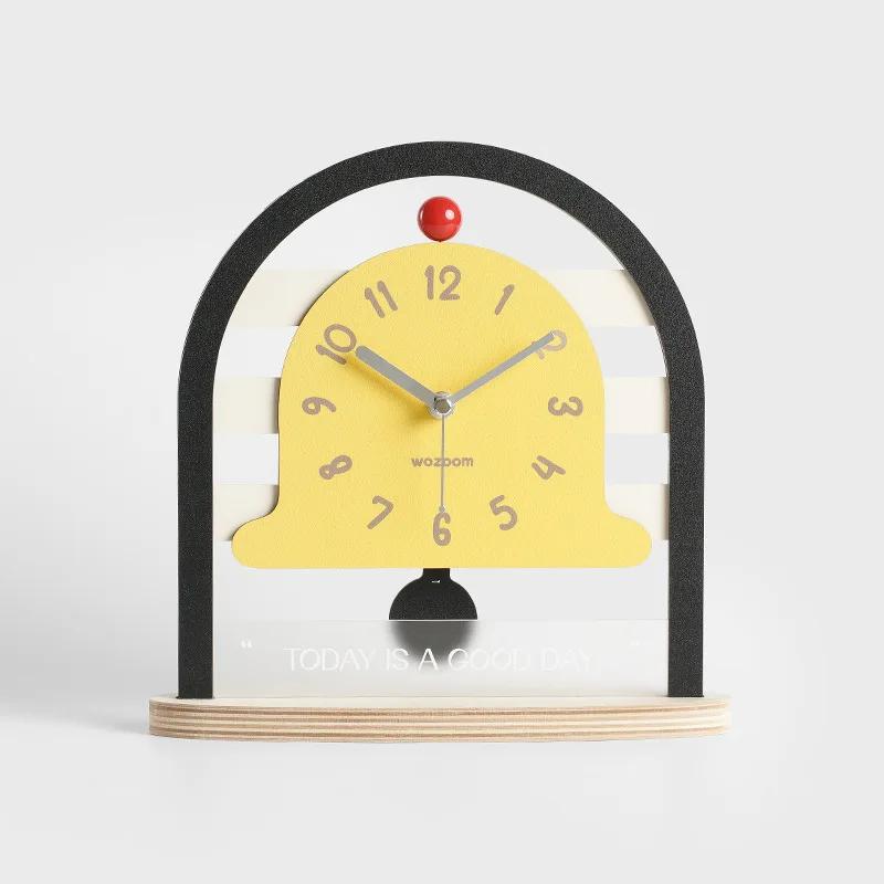 Creative arched retro-style wall clock - Personalized silent desk clock for study rooms, bedrooms, dormitories, and home decorat
