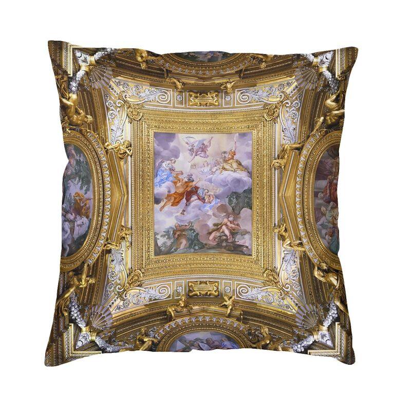 Golden Baroque Elegance Style Square Pillowcover Home Decorative Cushion Cover Throw Pillow for Car Doublesided Printing