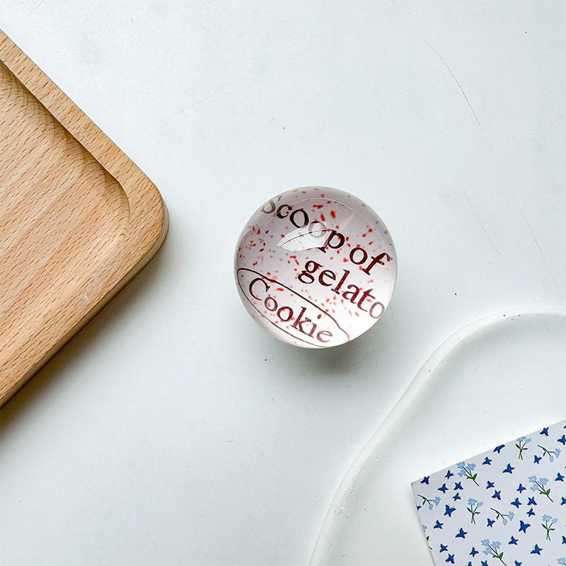 Creative Glass Circular Small Heart Personalized English Mobile Phone Airbag Desktop Stand Adhesive Retractable Ins Style