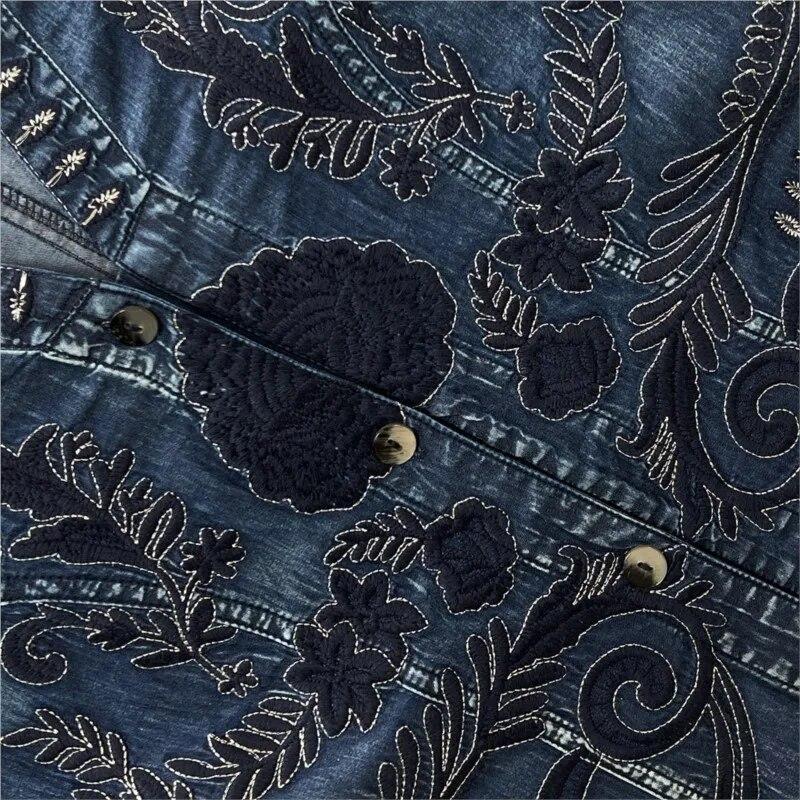 Johnature Woman Spring Chinese Style Long Sleeves Vintage Single Breasted Dress Cotton Embroidery V-Neck Dress