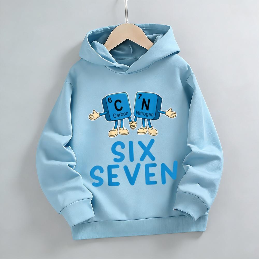 6 7 Meme hoodie children's sweatshirt, funny six seven cartoon print boy sweater, girl long-sleeved jacket