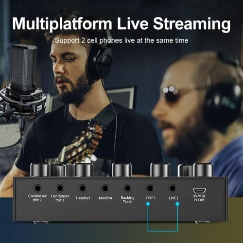 BONKYO V8S Audio Interface Karaoke Live Sound Card with Male/Female Voice Changer, Bluetooth Wireless Accompaniment, Stream YouTube, Facebook, TikTok,