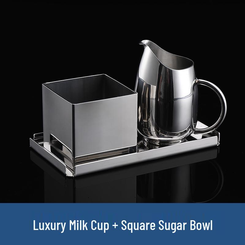 Stainless Steel Sugar Bowl and Milk Cup Set for Restaurant and Hotel Use
