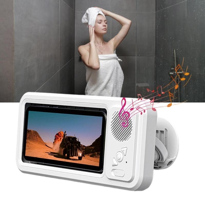 Waterproof Bluetooth-compatible Speaker Phone Holder For Shower With 360°Surround Sound Long Playtimes IPX4 Rate Bathroom Music Box