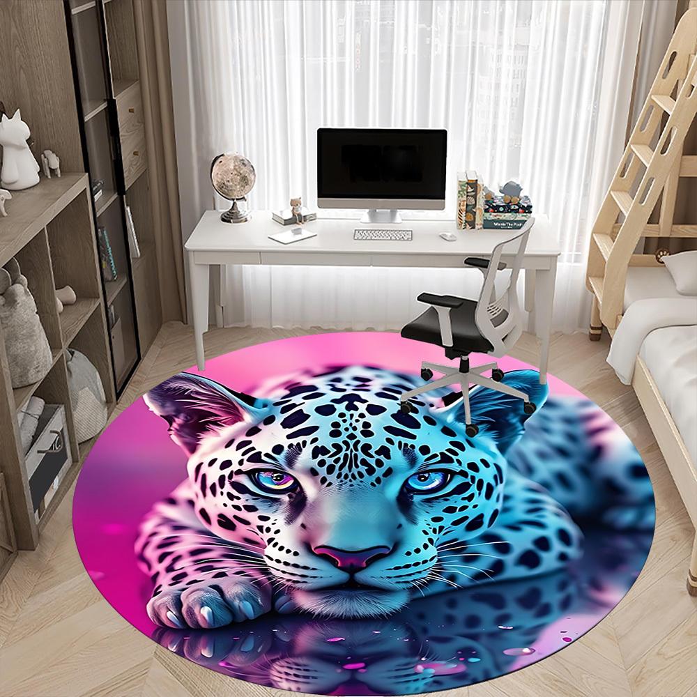 1pc Leopard Print Chair Carpet for Office Non-Slip, Machine Washable Rug for Office, Room - Holiday Decor, Machine Made yy251016129