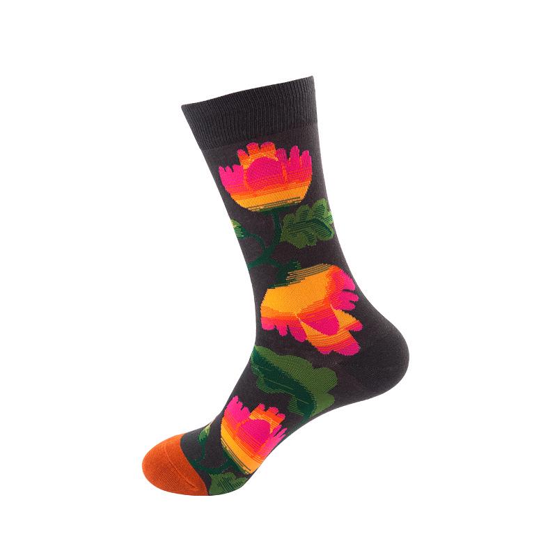 Moyu Trendige Baumwollsocken in Wadenhöhe mit Aufdruck für Damen und Herren – Herbst/Winter Kollektion