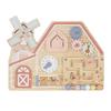 Montessori Holz Aktivitätentafel GINGER HOME, Bauernhof mit Mühle, Labyrinth, Uhr und Zahnrädern, 33x24x5 cm