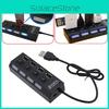 Schwarzer LED USB 2.0 Hub mit 4 Ports, handgefertigt in Premium-Qualität und mit zeitlosem Design