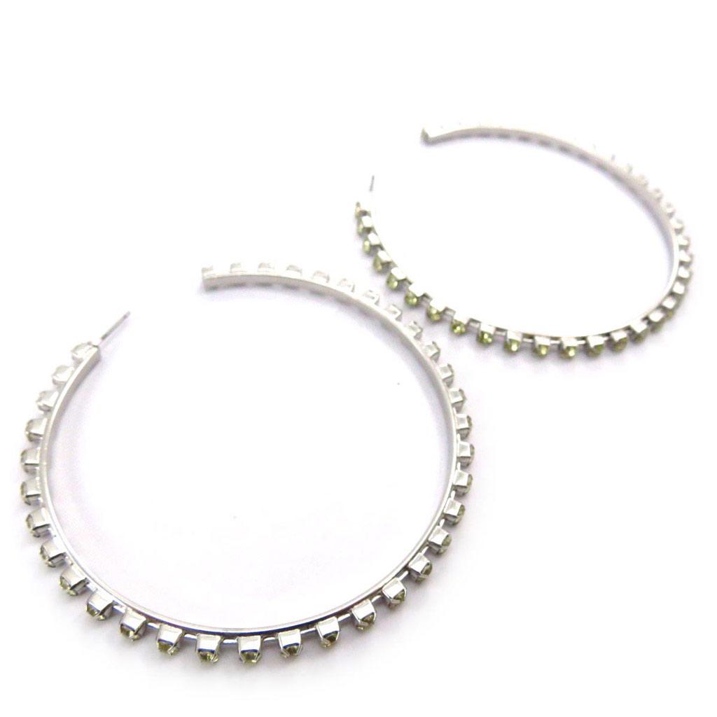Les Trésors De Lily [J6752] - Green Rhinestone 'Sissi' Hoop Earrings Ø 7 Cm