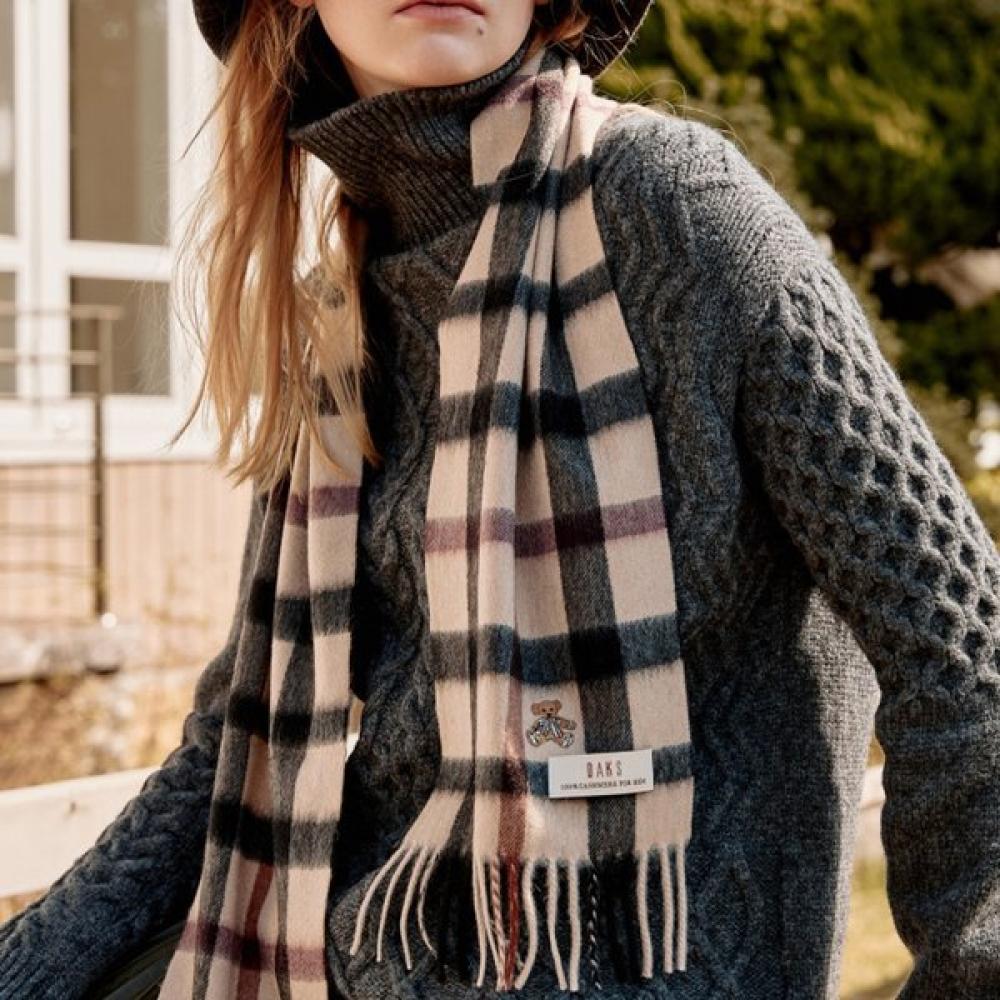 Daks Cashmere 100  Muffler Brown House Check Dbmu4f971w2 Single option