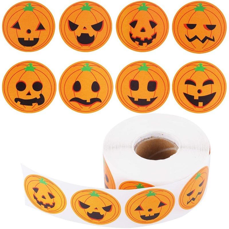 

25 мм, 500 штук/рулон, Счастливого Хэллоуина, Детские игрушки, Животные узоры, Украшения с благодарностью, Клейкие наклейки, Украшения для вечеринки 500pcs/roll
