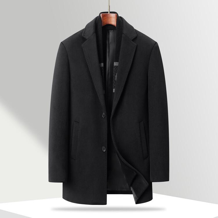 Men's Korean Style Mid-Length Wool Coat - Double-Sided, Thick, Suit Collar, Autumn/Winter Fashion.