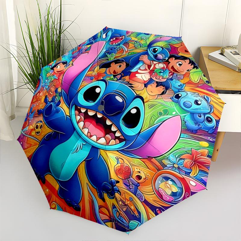 

1pc Lilo and Stitch Durable Cartoon Folding Umbrella, Portable 3-Fold Compact Umbrella for Men and Women, Suitable for Travel or Daily Use.N