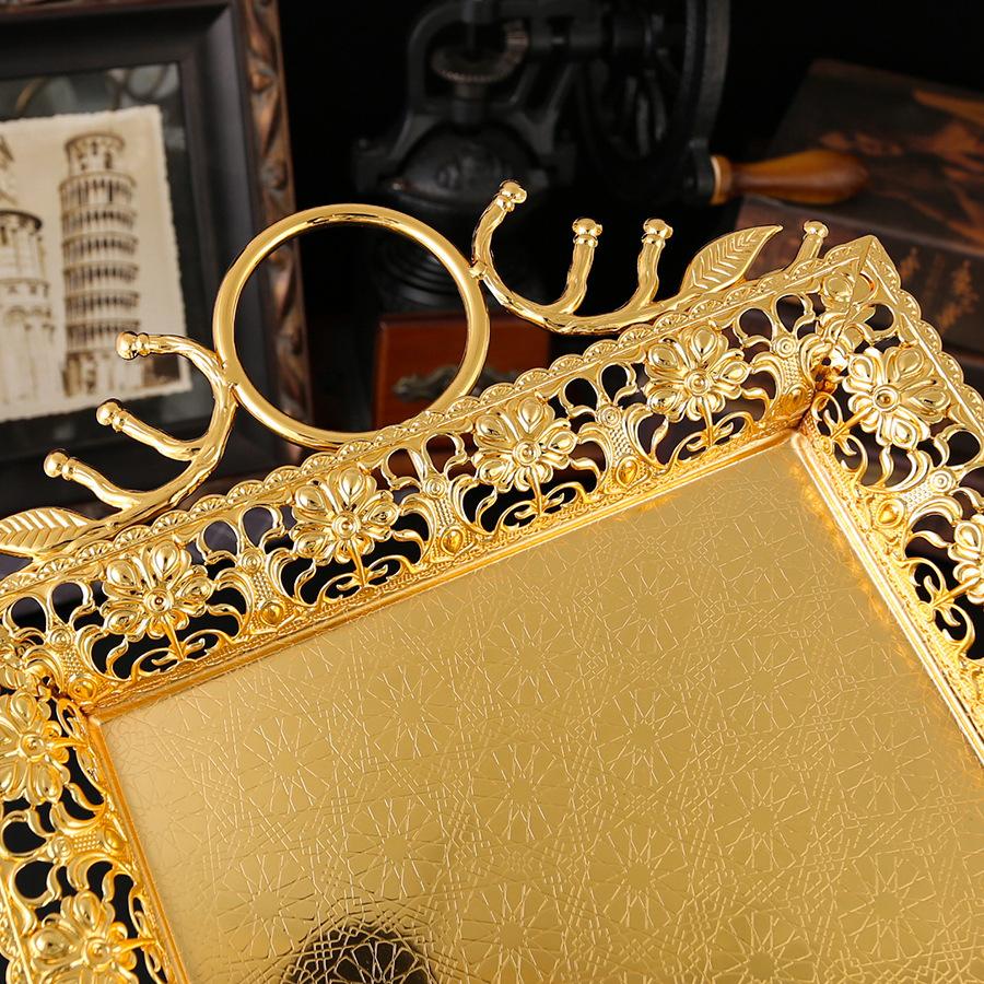 Plateau européen en métal luxe léger plateau à fruits salon de la maison table basse restaurant plateau à thé plateau à snacks ornement