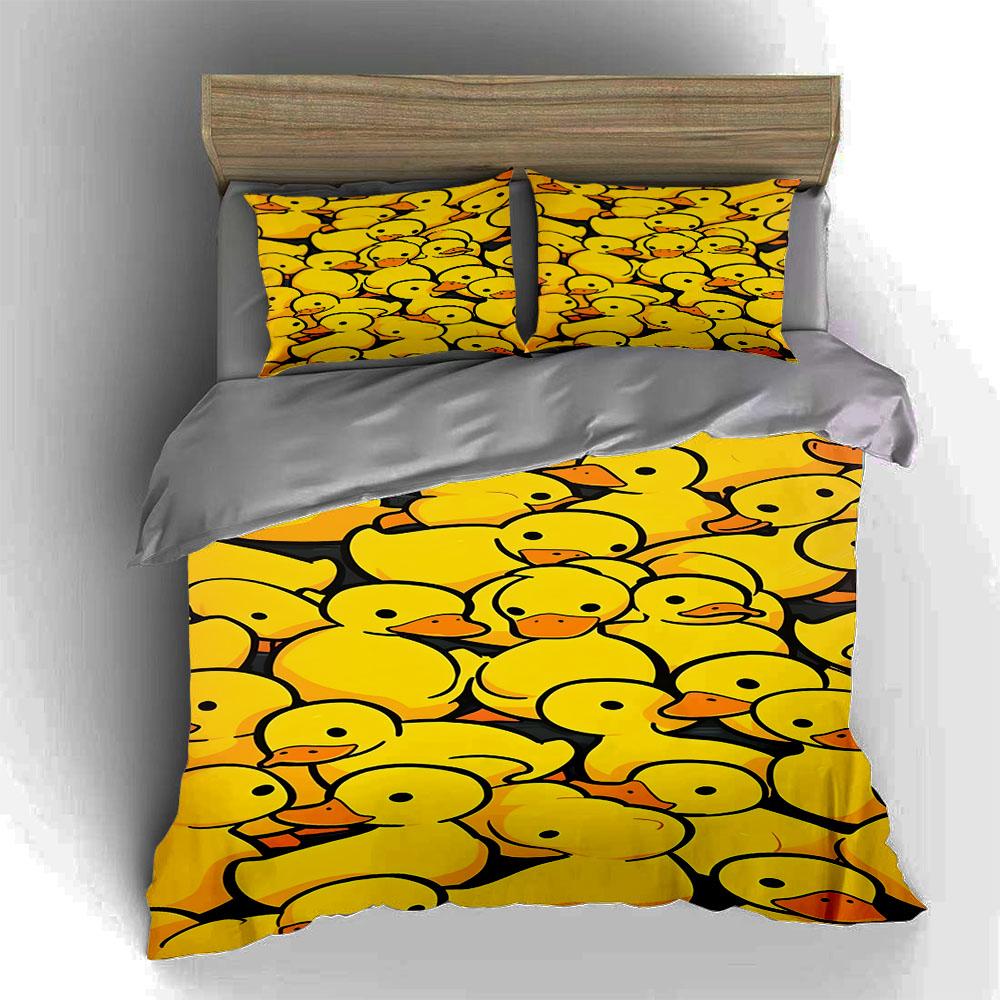 Yellow duck pattern. Bedding Duvet cover sets Duvet covers Pillowcases gifts (1 * Duvet Cover 2 * Pillowcases, without duvet insert)