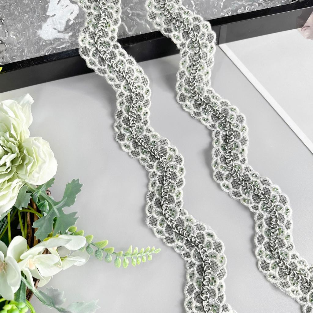 3,5 cm Wellenperlen Stickerei Strang Dekoration Barcode Kleidung Kleid Heim Gepäck Spitze Accessoires