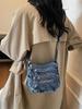 Retro Minimalistische Mehrfachtaschen Bestickte Denim Umhängetasche (2025)